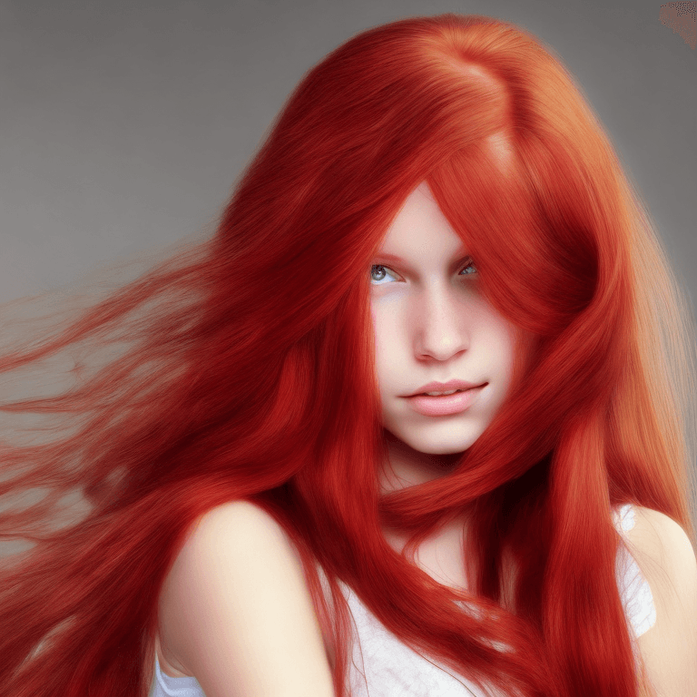 AI generated: Beautiful girl, red long hair, realistic