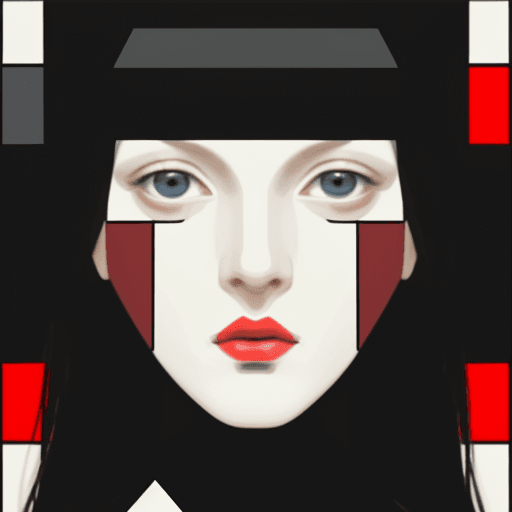 AI generated: illustration, art,wo man, face, gaze, mosaic, mondrian, consisting random colors, black outline, pat...