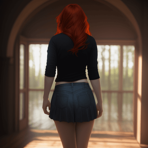 AI generated: < redhead girl, full body, taken from behind  natural lighting, 4k, photography, photorealistic --ar...