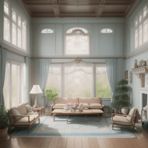 AI generated: High resolution photography interior design, dreamy sunken living room conversation pit, wooden floo...