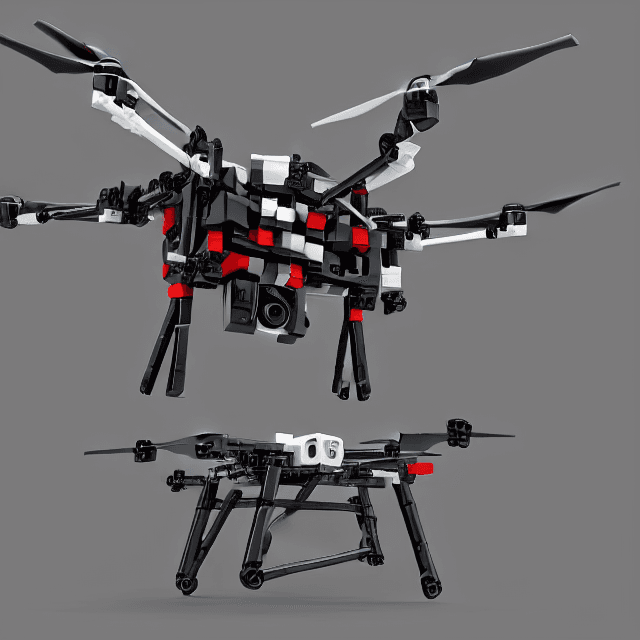AI generated: High resolution photography, of cute dron, with mini lego parts,minimalistic ,micraft,desing,hyperre...