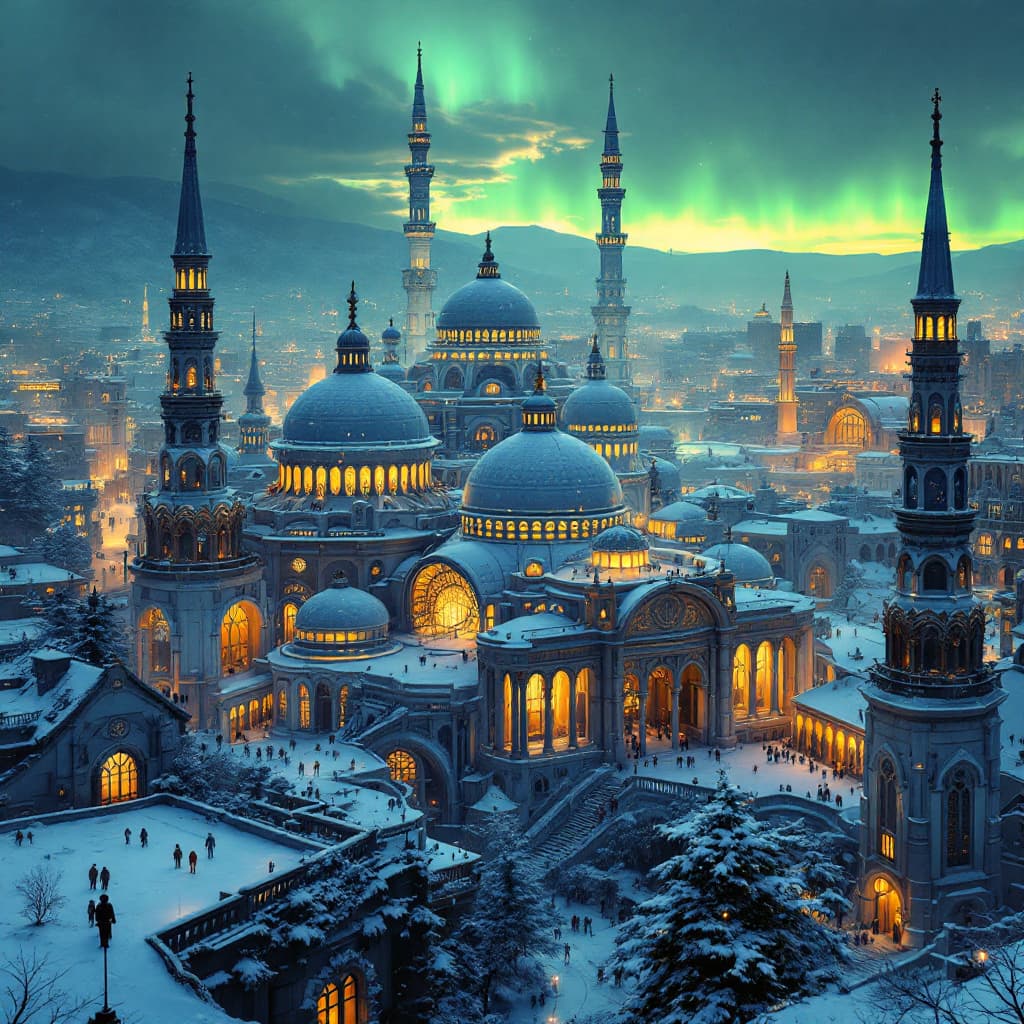 AI generated: A breathtaking, ultra-detailed reimagining of Kampala City covered in snow, blending futuristic and ...