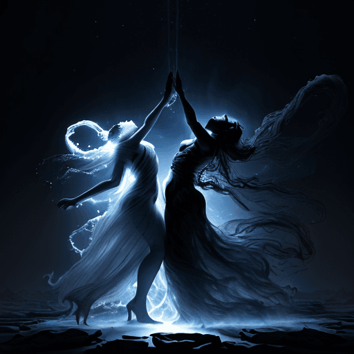 AI generated: Within the depths of a nebulous abyss, the Yin and Yang weave a hypnotic symphony of light and shado...