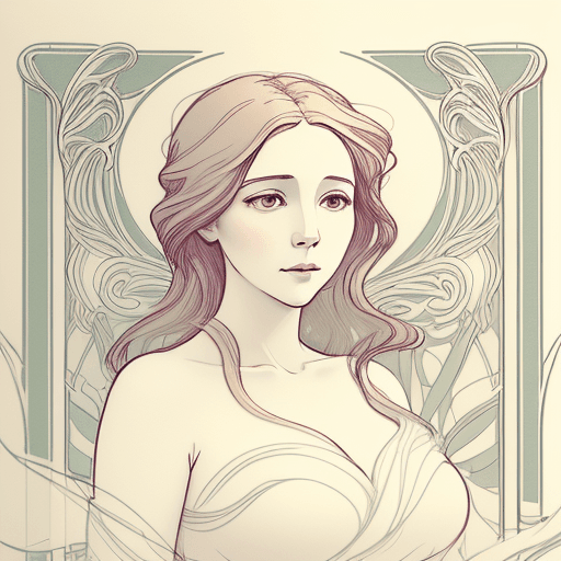 AI generated: drawing of a woman, in the style of video montages, nature-inspired art nouveau, soft-focus, i can't...