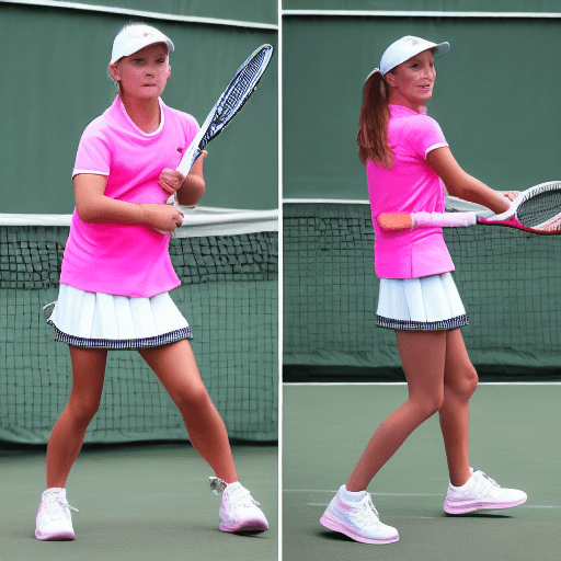 AI generated: Highest quality, perfect masterpiece, perfect art, 8K, (young and energetic girl, tennis, wearing pi...