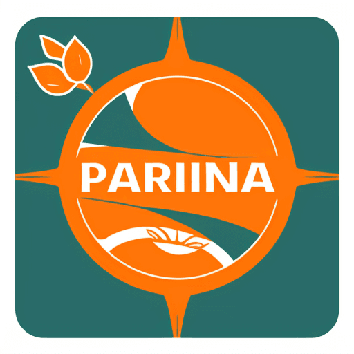 AI generated: Logo, paraíso, naranja.