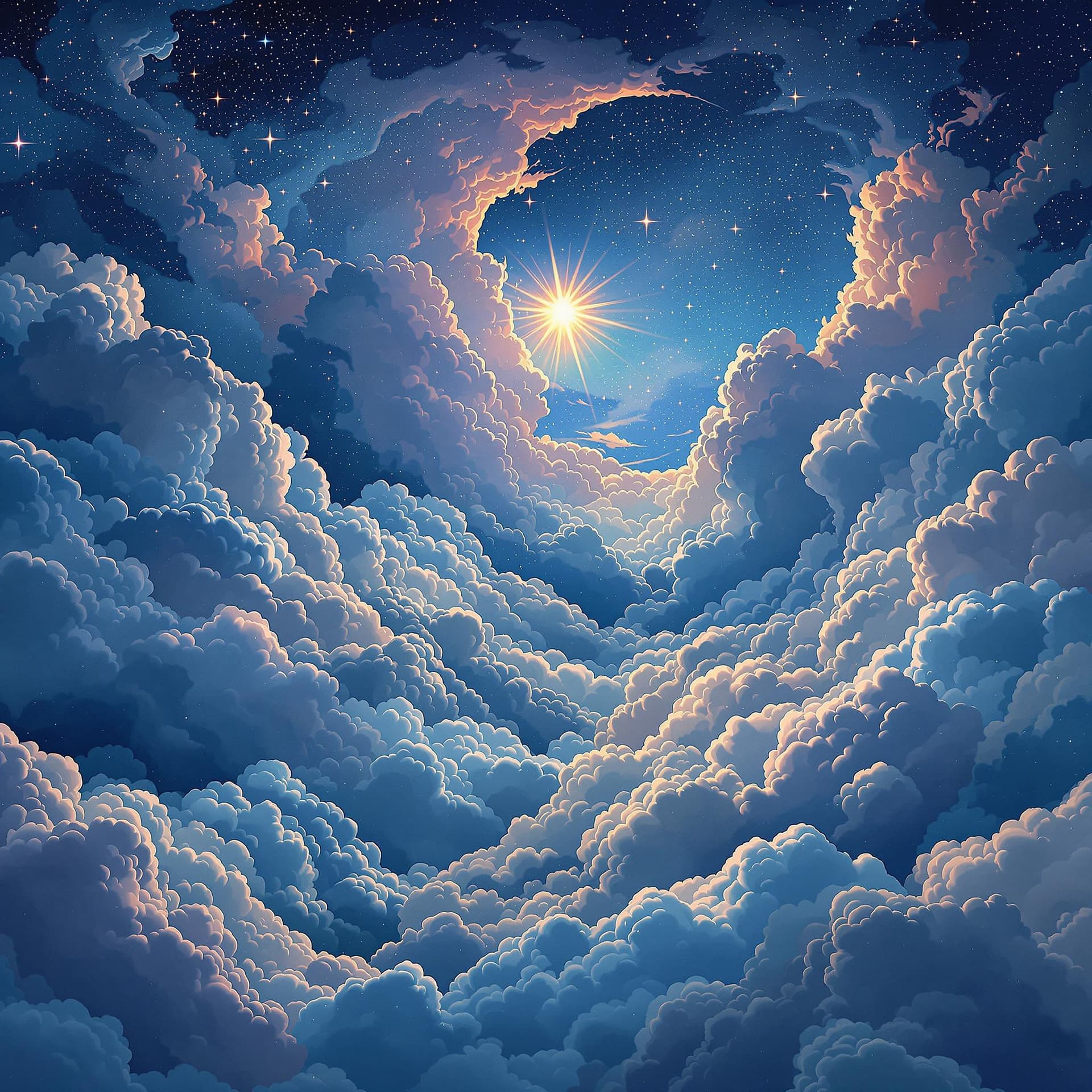 AI generated: photo illustration from a world in the clouds, in the style of tanya shatseva, the stars art group (...