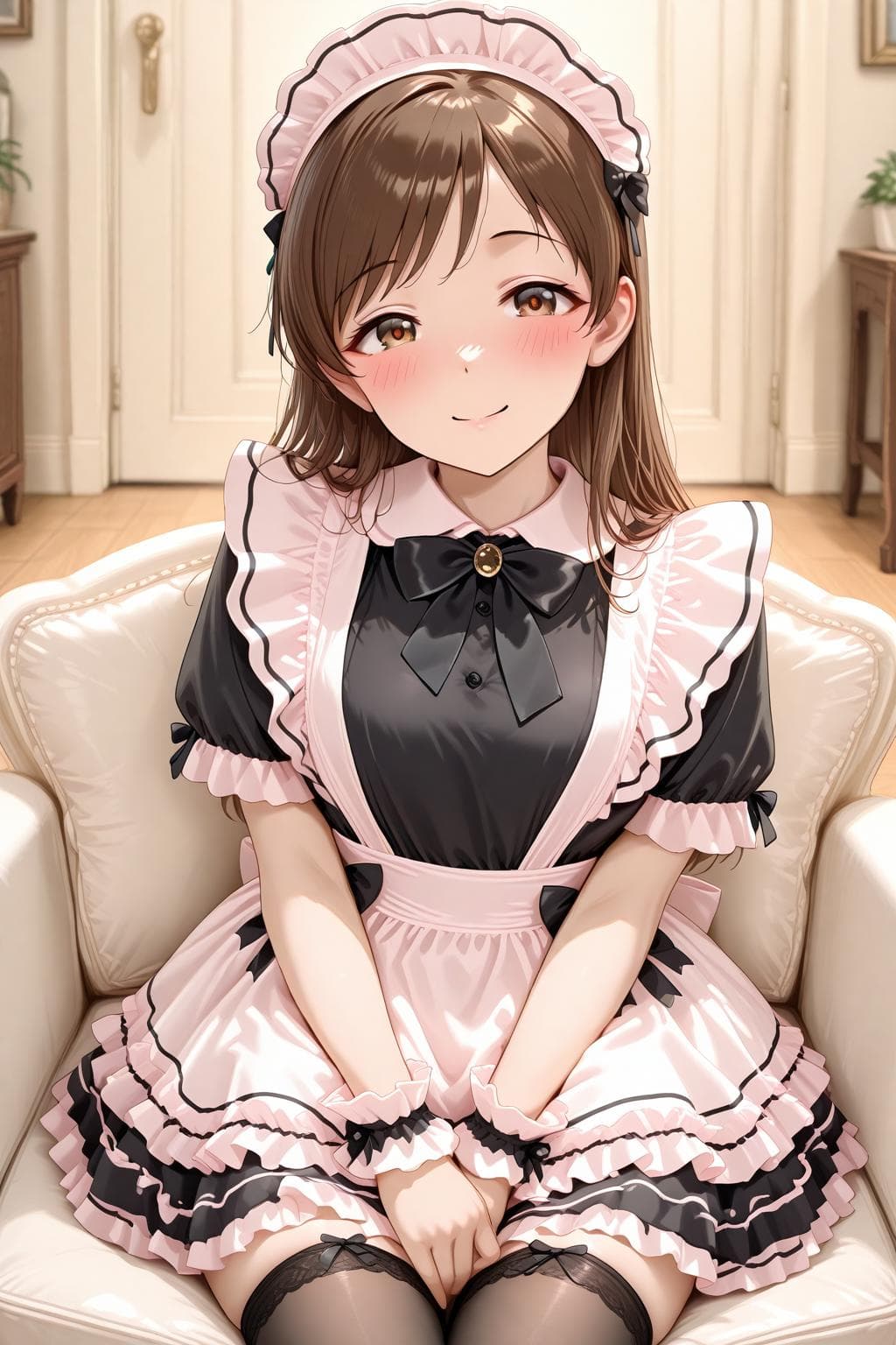 Cute Bow Ruffles Apron French Maid Dress - Illu