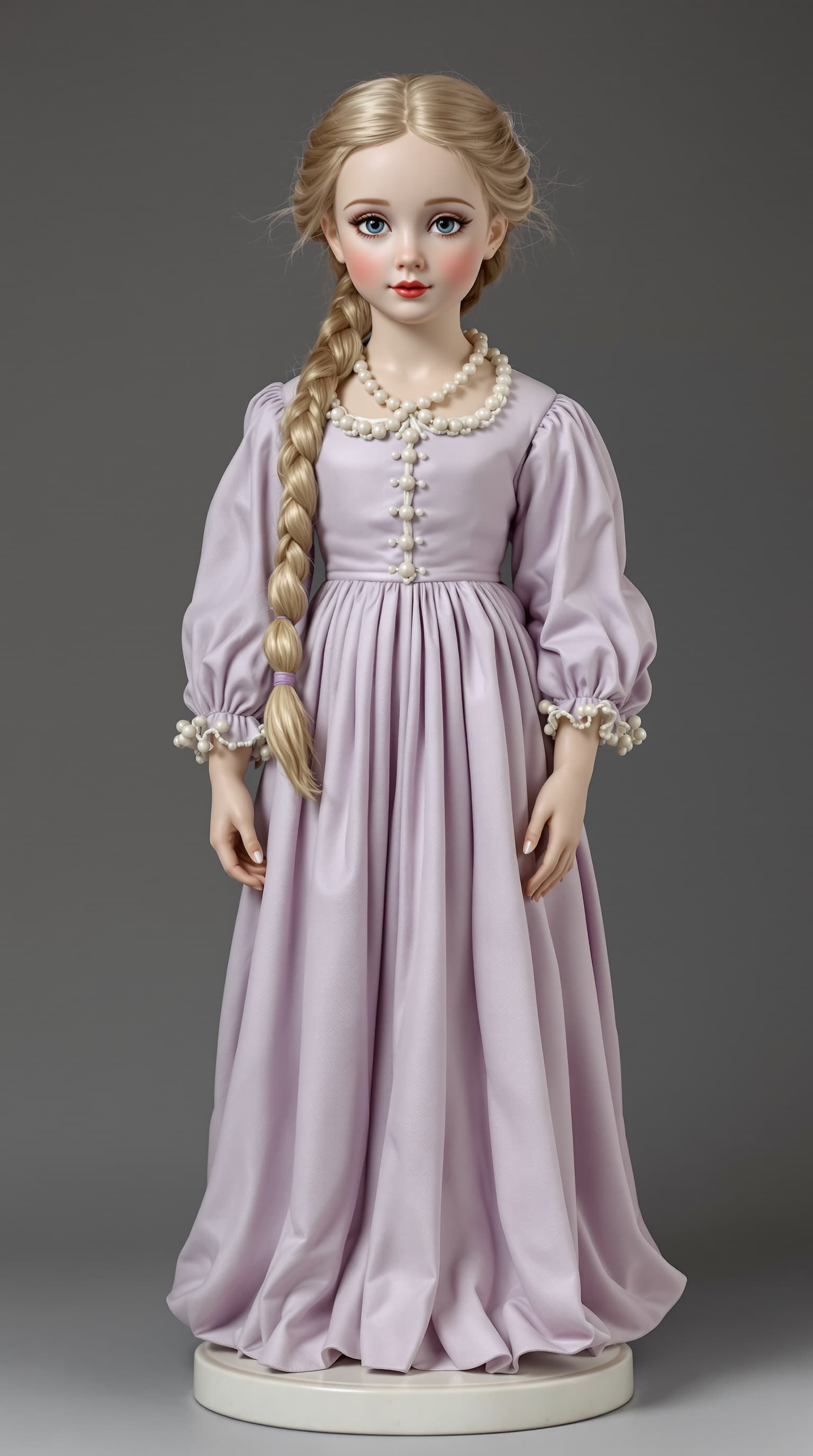 AI generated: A professional photograph captures the exquisite antique porcelain figurine of a seven-year-old girl...