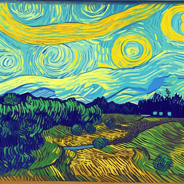 AI generated: Scandinavian landscape in the style of Vincent van Gogh