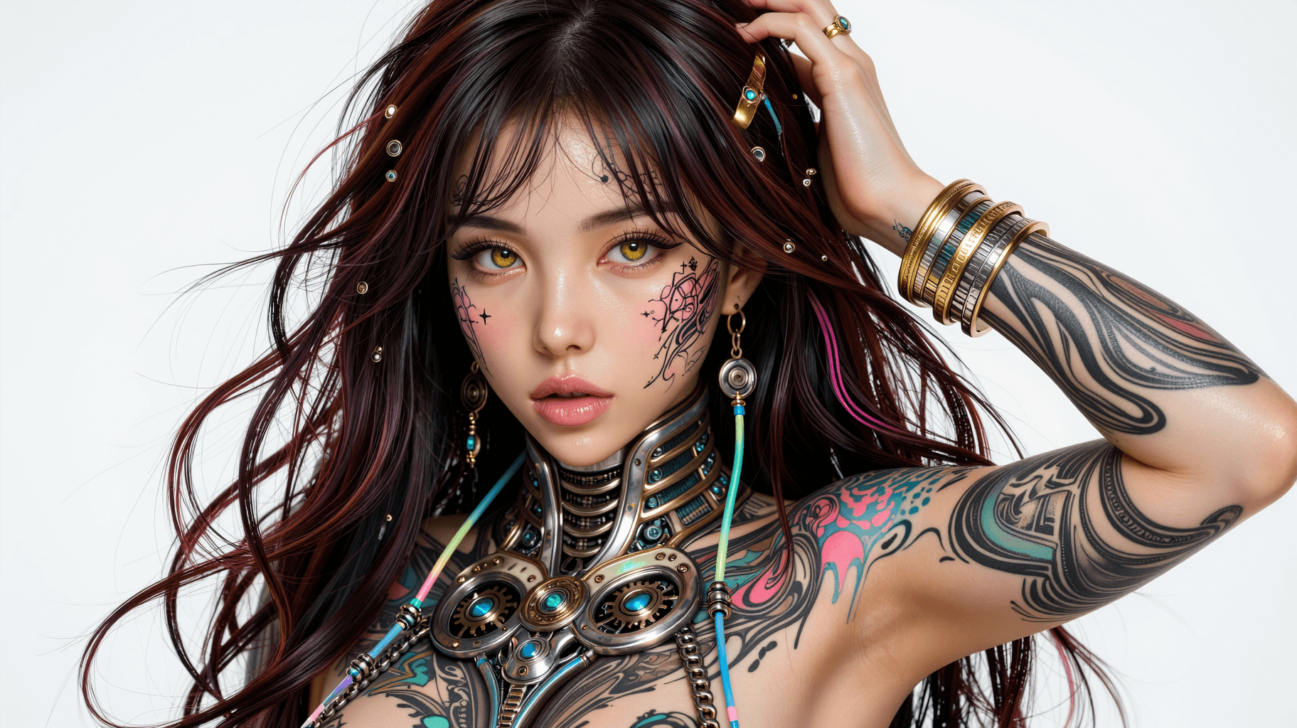 AI generated: A highly detailed, photorealistic, cinematic extreme wide close-up of a beautiful young east asian w...