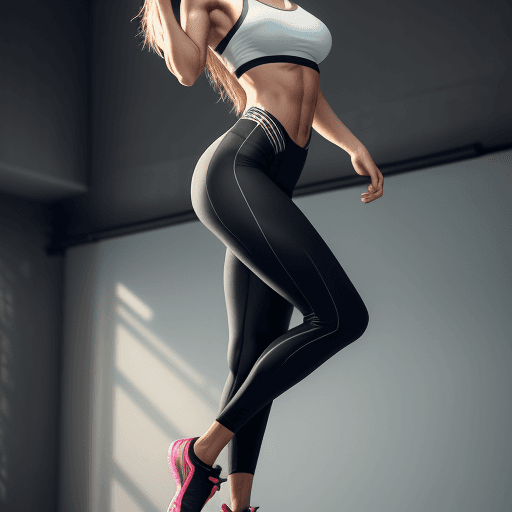 AI generated: Beautiful russian girl fitness trainer, stands and shows her perfect figure to her full height, no t...