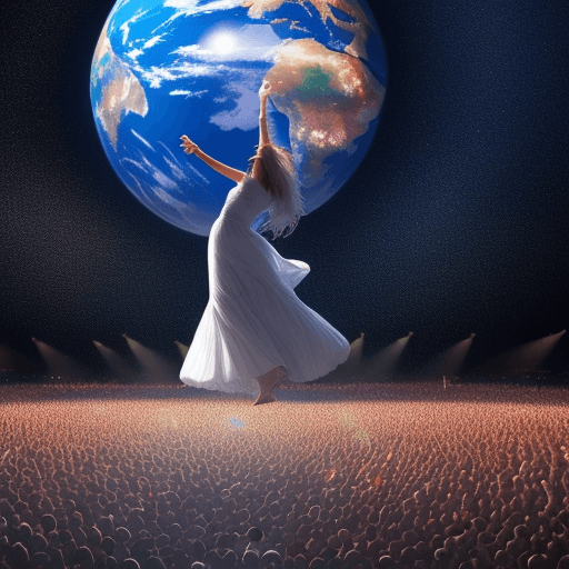 AI generated:  hundreds dancing people on earth, freedom, peace, everyone is happy, music, , 8k, 