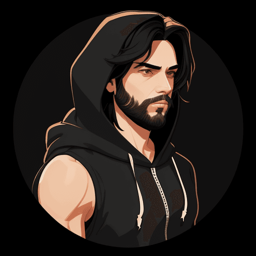AI generated: Create 1 male character, solo, wearing Hoodie, small short beard, long straight black hair,  simple,...