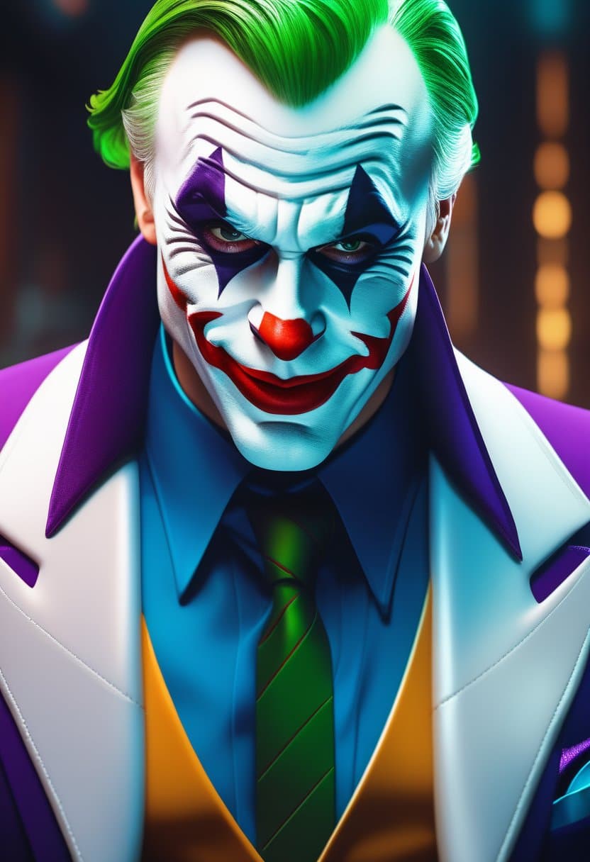 AI generated: highly detailed portrait of christoph waltz as the joker, in batman comic book, stephen bliss, unrea...