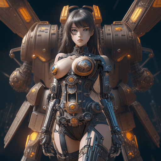 AI generated: (steampunk atmosphere, a stunning girl with a mecha musume aesthetic, adorned in intricate cyber gog...