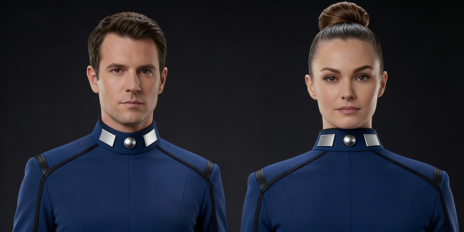 AI generated: Create a Sci-Fi uniform ranking. Use the reference image 1, and add the rank insignia, Reference ima...