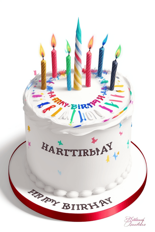 AI generated: paint across the shape of a birthdaycake,  realistic , high detail, white background, contains the n...