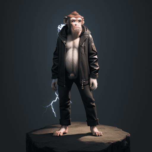 AI generated: cute [monkey/criature] on[ location], [clothes], full body, [lightning], concept art, ue5, 3d render...