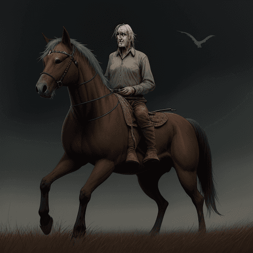 AI generated: Sokol, an old, sick horse, lies dying. His only company is the hunting dogs he used to run with, but...