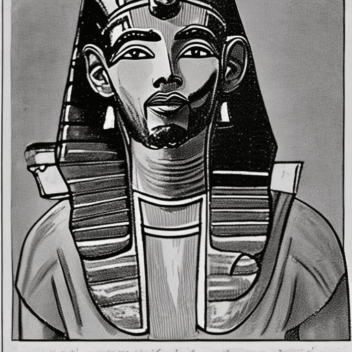 AI generated: A cartoon of the Pharaoh struggling to put on a false beard, with exaggerated expressions of frustra...