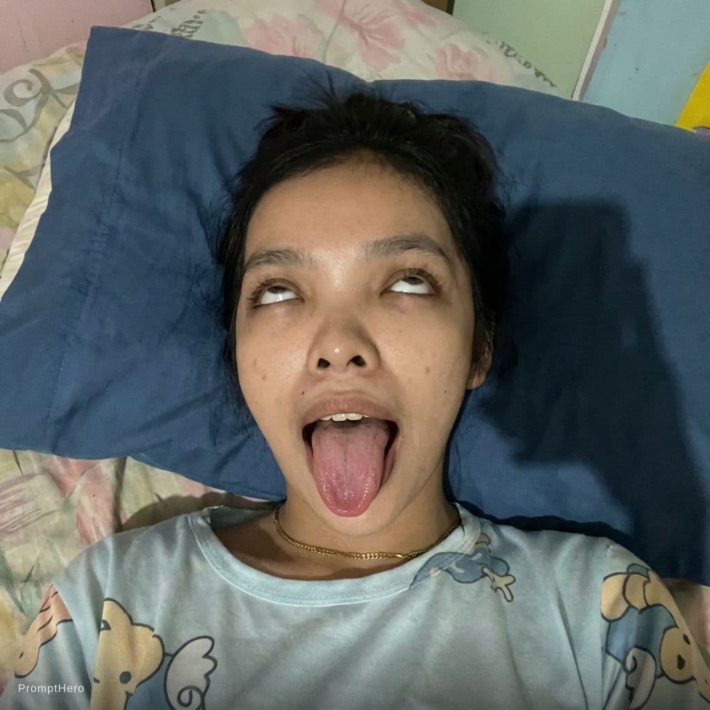 AI generated: Aheago face "A realistik, top-down selfie of a young Southeast Asian woman with medium-length dark h...