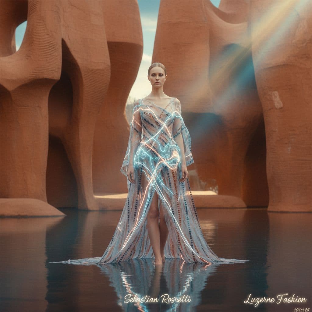 AI generated: luzerne fashion x rays of light by sebastian rossetti, in the style of yigal ozeri, ursula von rydin...