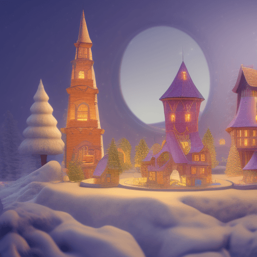AI generated: blender render of a candy village circular diorama against a light background, dramatic lighting, in...