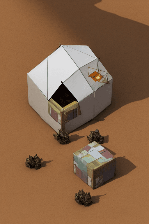 AI generated: 16589eb6microworld isometric diorama paper box of desert, bedouin tent, daylight colors scheme, rich...