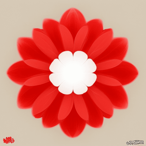 AI generated: crear una flor de 5 hojas, borde blanco y fondo rojo, estilo comics