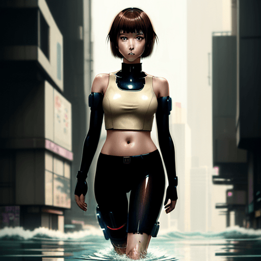 AI generated: by yoneyama mai, anime style, a brown-bob-cut-haired and brown eyed lucy \(cyberpunk edgerunners\) g...