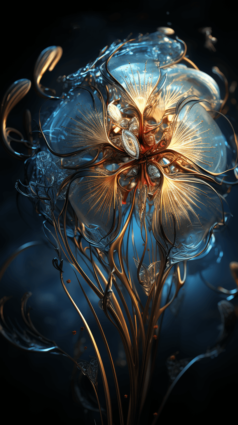 AI generated: surreal alien flowers, intricated details