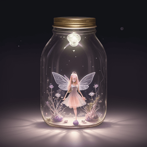 AI generated: A fairy trapped in an empty jar of jam, (photo realistic), extremely detailed and delicate illustrat...