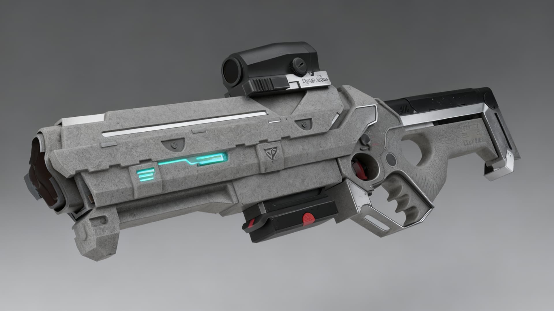 AI generated: Design a chunky, clearly fictional weapon for Our’World. Rifle with a Broad muzzle, soft rubberized ...