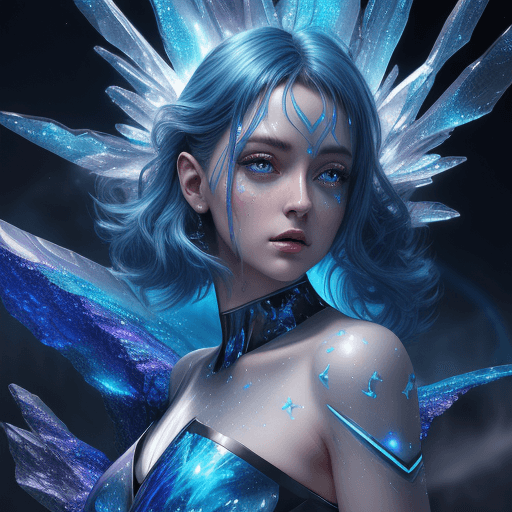 AI generated: Beautiful prismatic-plasma lake blue crystal, mounteins epic, digital painting,  extreme detail, 4k,...