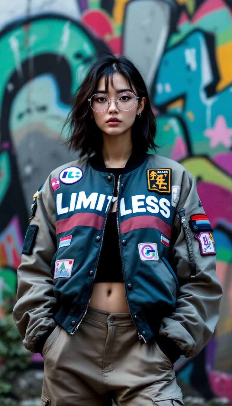 AI generated: A powerfully realistic portrait of a determined and fashionable East Asian woman. She stands resolut...
