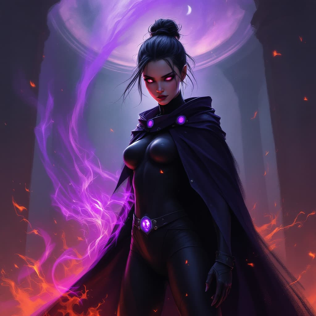 AI generated: simple blurry brush digital painting in the style of warhammer 40k of a female psyker, 14 years old,...