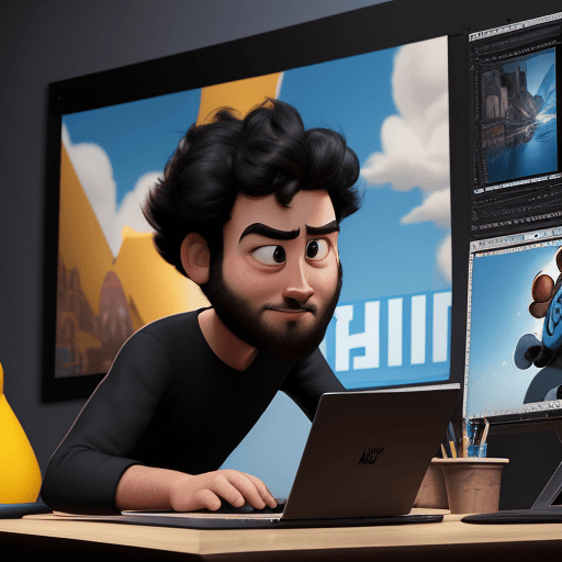 AI generated: 4K poster of Pixar and Disney animated film called "Photoshop", released in 2024, about Israel, grap...