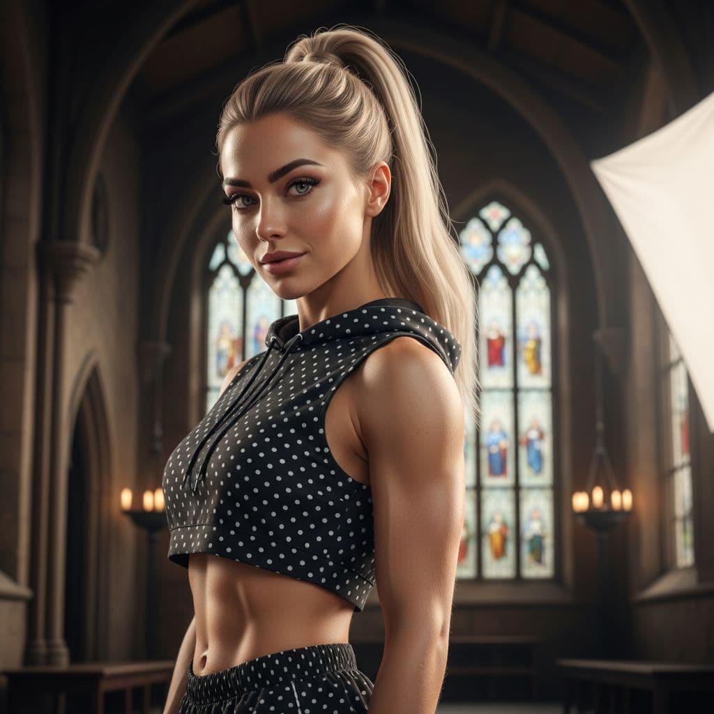AI generated: landscape photography, Fitness Fashion close up on face photo of a 21-year Polish girl confident CEO...