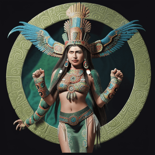 AI generated: Aztec god  Quetzalcoatl, also known as feathered snake. Mayan and mexican history and culture
