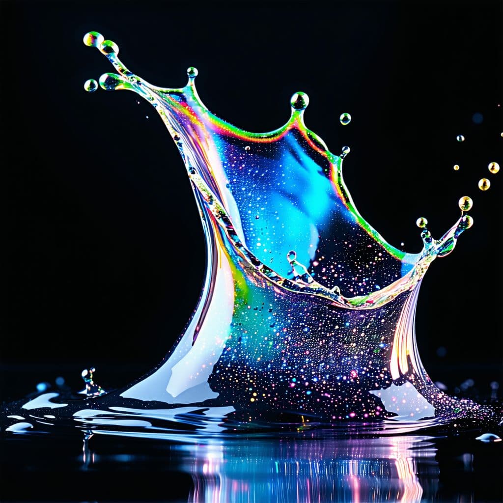 AI generated: holographic liquid abstract hq background fine art, neon, pattern, powder, studio lights, fluid, bla...