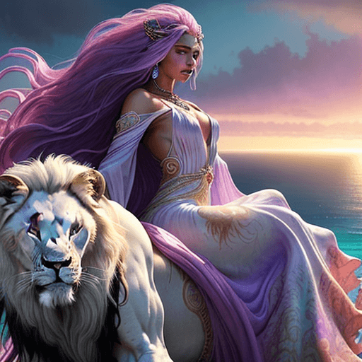 AI generated: Painting of an ultra realistic, fair-skinned goddess with an extremely beautiful gorgeous face and f...