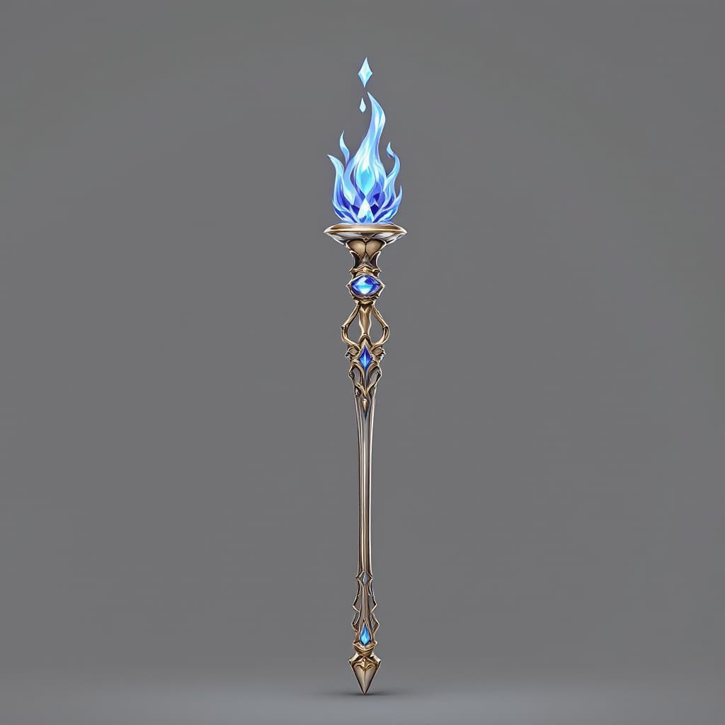 AI generated: Medium-short length, smooth, photo-realistic, royal, silver scepter, rounded bottom, smooth, disk-li...