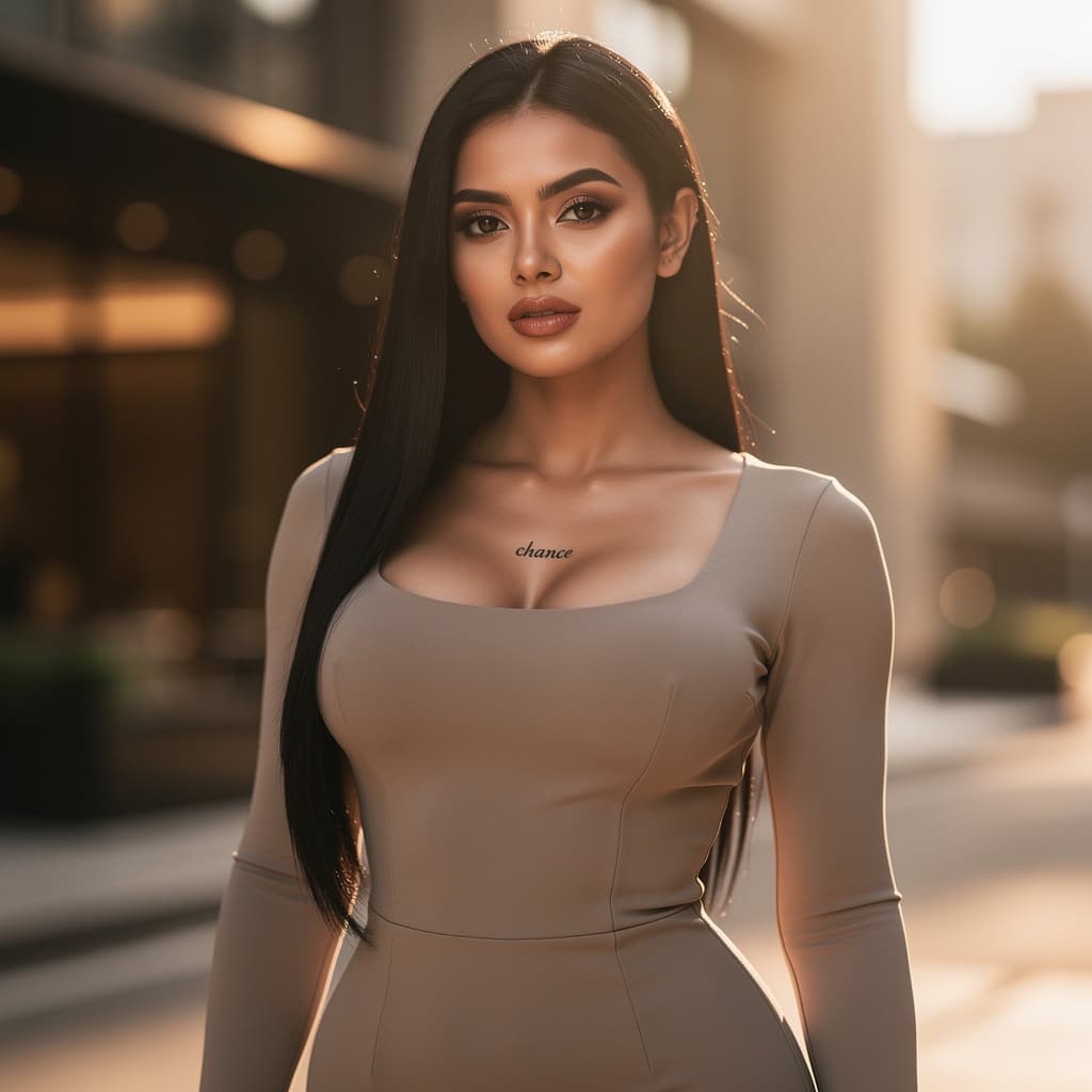 AI generated: Ultra-realistic AI female influencer, adult woman, perfect hourglass curvy body, slim waist, natural...