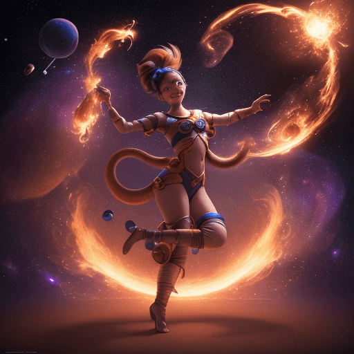 AI generated: high resolution cinematic portrait of a young happy beautiful and cute anthropomorphic female space ...