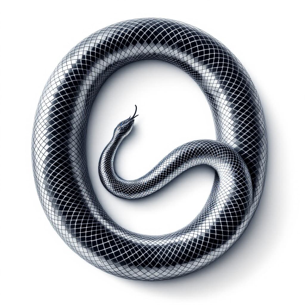 AI generated: Realistic Snake in a O letter Shape on a white background 
