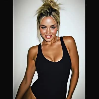 AI generated video: The gorgeous 30 year old model performs a slow, sultry, seductive skilled striptease type dance with...