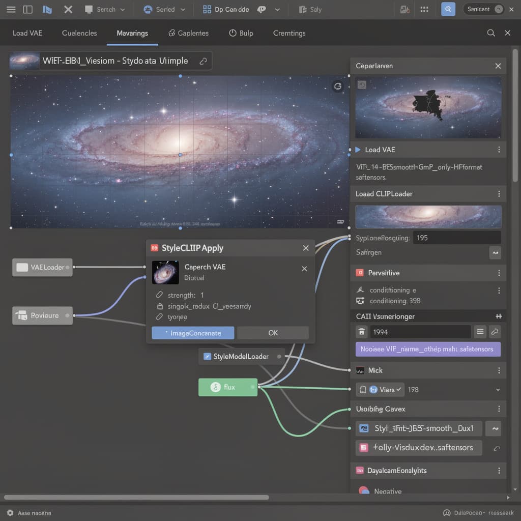 AI generated: {"32": {"inputs": {"vae_name": "ae.safetensors"}, "class_type": "VAELoader", "_meta": {"title": "Loa...