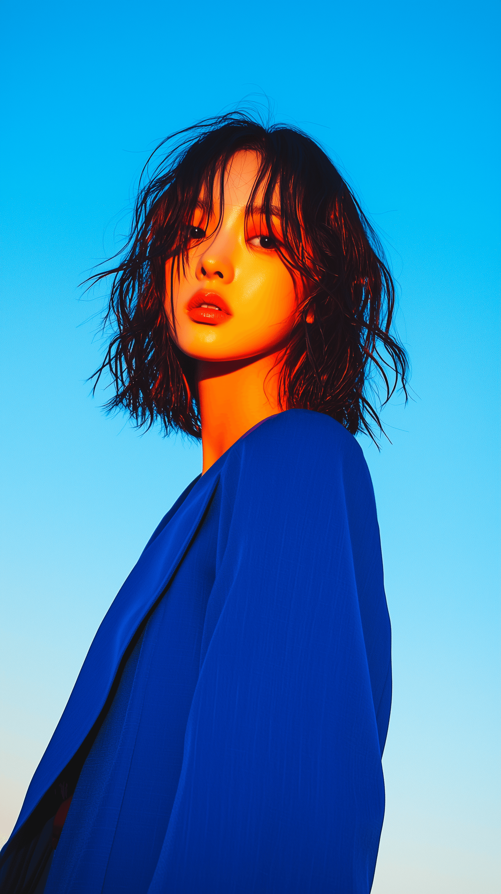 AI generated: editorial photograph, front shot, upper-body, korean female model, shot with hasselblad x2d 100c, ci...