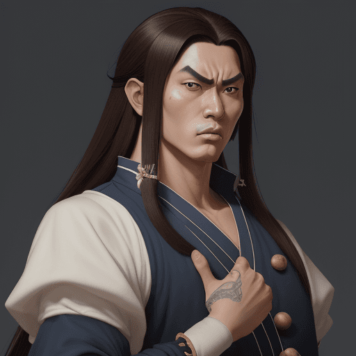 AI generated: a character in kung pow, in the style of anime-inspired character designs, bernardo strozzi, grandeu...